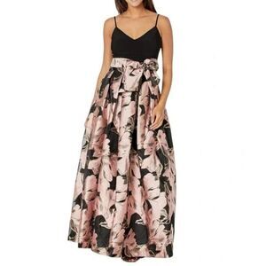 Eliza J Floral Jacquard Gown Style V-Neck Spaghetti Strap Dress Size 6 NWT